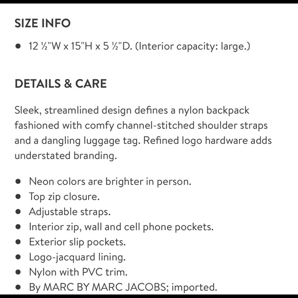 NWT Marc Jacob Large Preppy Nylon Backpack - Picture 4 of 6